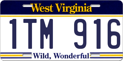 WV license plate 1TM916