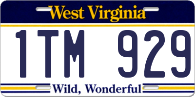WV license plate 1TM929