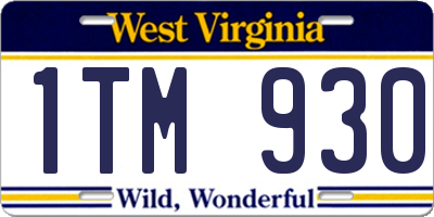 WV license plate 1TM930
