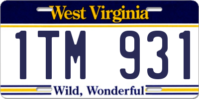 WV license plate 1TM931