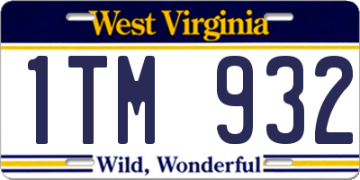 WV license plate 1TM932