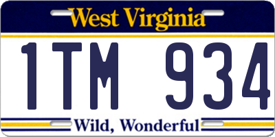 WV license plate 1TM934