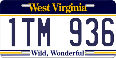 WV license plate 1TM936