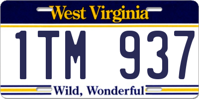 WV license plate 1TM937