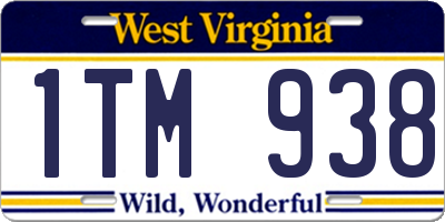 WV license plate 1TM938