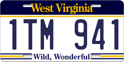 WV license plate 1TM941
