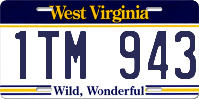 WV license plate 1TM943