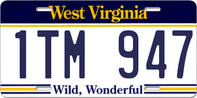 WV license plate 1TM947