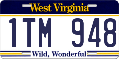 WV license plate 1TM948