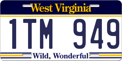 WV license plate 1TM949