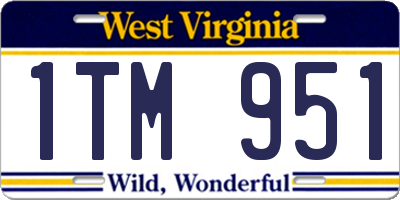 WV license plate 1TM951