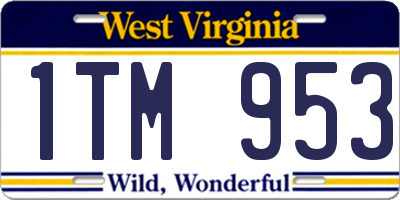 WV license plate 1TM953
