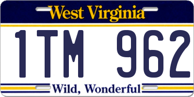 WV license plate 1TM962