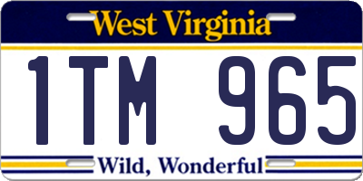 WV license plate 1TM965