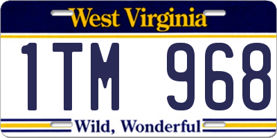 WV license plate 1TM968
