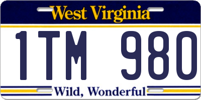 WV license plate 1TM980
