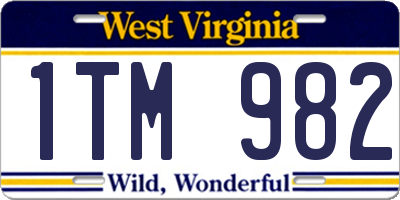 WV license plate 1TM982