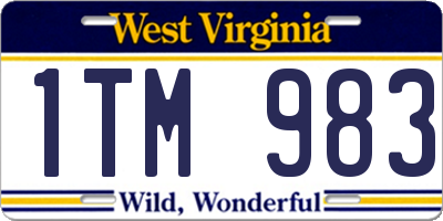 WV license plate 1TM983