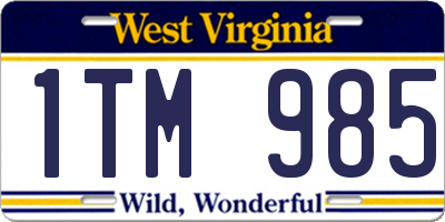 WV license plate 1TM985