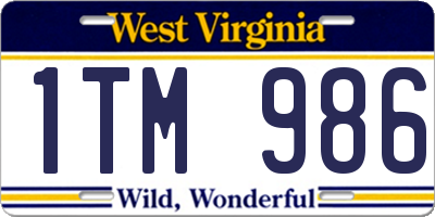 WV license plate 1TM986