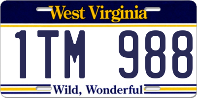 WV license plate 1TM988