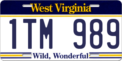 WV license plate 1TM989