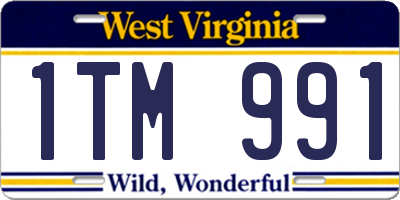 WV license plate 1TM991