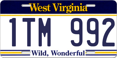 WV license plate 1TM992