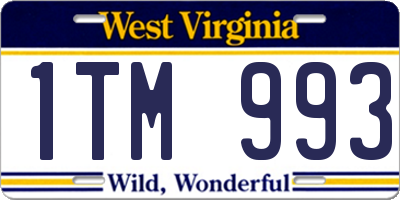 WV license plate 1TM993