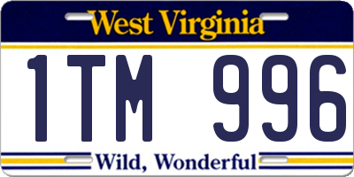 WV license plate 1TM996