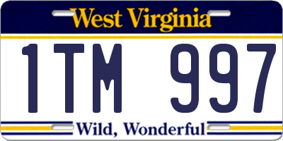 WV license plate 1TM997