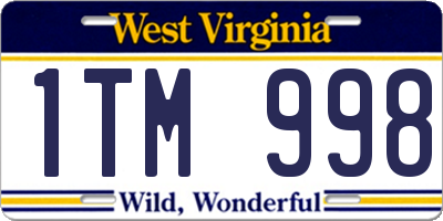 WV license plate 1TM998