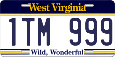 WV license plate 1TM999