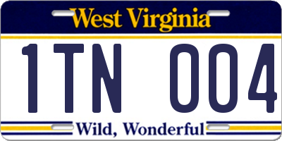 WV license plate 1TN004