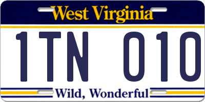 WV license plate 1TN010