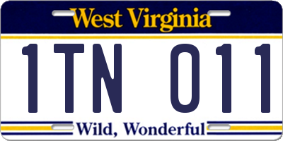 WV license plate 1TN011