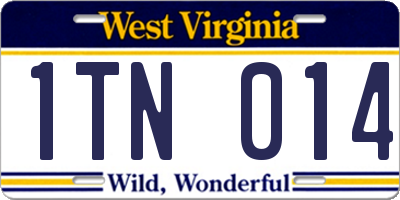 WV license plate 1TN014