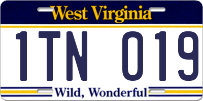 WV license plate 1TN019