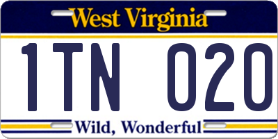 WV license plate 1TN020