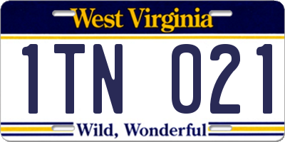 WV license plate 1TN021