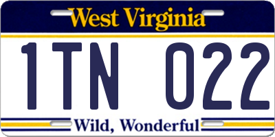 WV license plate 1TN022