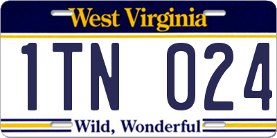 WV license plate 1TN024