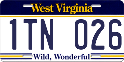 WV license plate 1TN026