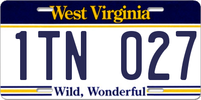 WV license plate 1TN027
