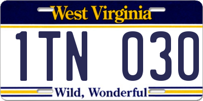 WV license plate 1TN030