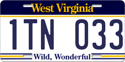 WV license plate 1TN033