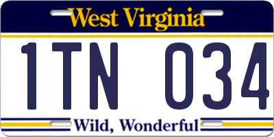 WV license plate 1TN034