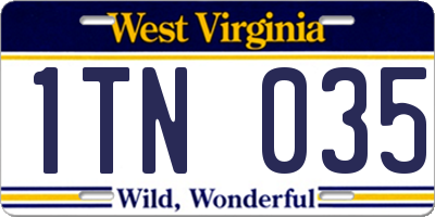 WV license plate 1TN035