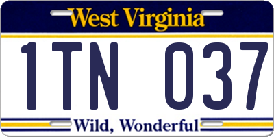 WV license plate 1TN037