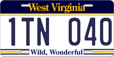 WV license plate 1TN040
